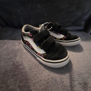 Vans Kids Black Sneakers with Floral Pattern
